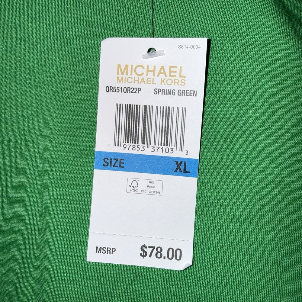 NWT Michael Kors XL Spring Green Cutout Gold Chain Short Sleeve Top MSRP $78 - Picture 3 of 9
